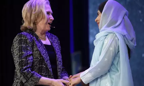 hillary Clinton with malala yousafzai