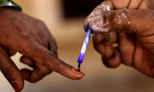 Repolling  at a booth in Karnataka