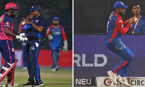 അതെങ്ങനെ ക്യാച്ചാകും; തേർഡ് അമ്പയറുടെ തീരുമാനത്തിൽ പ്രതിഷേധിച്ച് സഞ്ജു