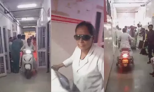 Nurse Rides Scooter Through Hospital in UP