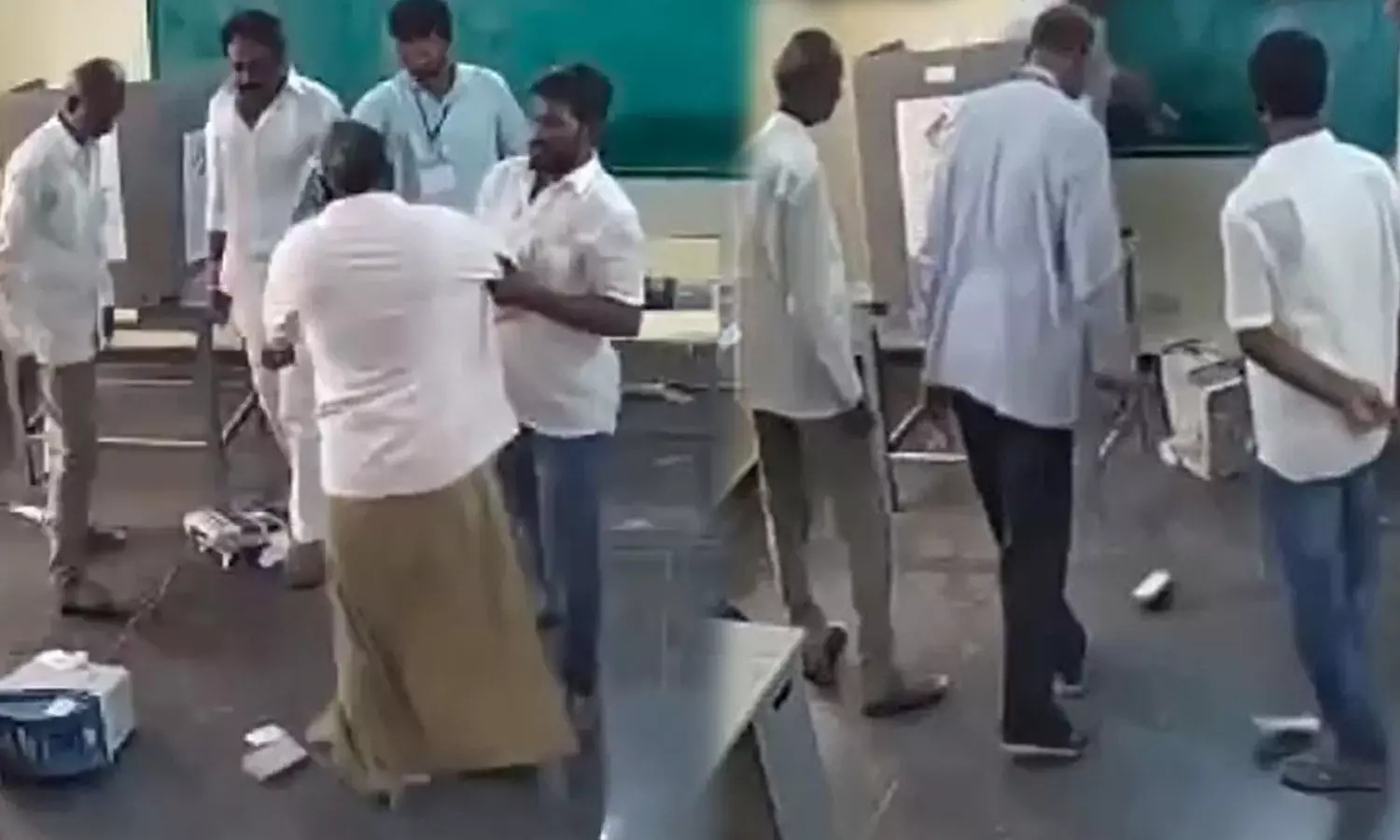 YSRCPMLA,destroys voting machine,damaging EVMs,ECI,Andhra Pradesh,atest national news,ഇ.വി.എം തകര്‍ത്ത സംഭവം,എം.എല്‍.എ വോട്ടിങ് മെഷിന്‍ തകര്‍ത്തു,ആന്ധ്ര എം.എല്‍.എ