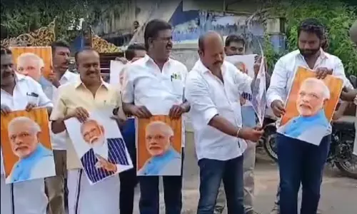 DMK holds protest against PMs Puri temple key in Tamil Nadu remark