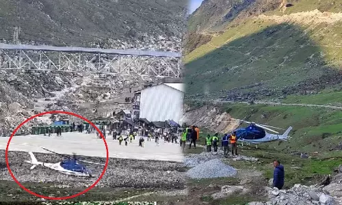 അടിയന്തര ലാൻഡിങ്ങിനിടെ കറങ്ങിത്തിരിഞ്ഞ് ഹെലികോപ്ടർ; കേദാർനാഥിൽ ഒഴിവായത് വൻ ദുരന്തം-വീഡിയോ