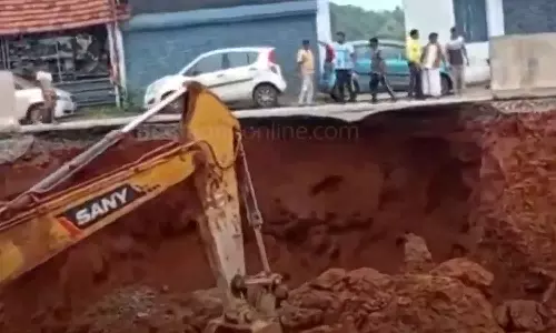 A road collapsed near the national highway