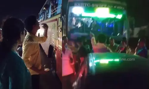 KSRTC bus,thiruvananthapuram,കെ.എസ്.ആർ.ടി.സി ബസ് തടഞ്ഞ് പ്രതിഷേധം,തിരുവനന്തപുരം