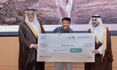 Naushad Kilimanoor was honored with the Photography Award organized by the Saudi Ministry of Environment as part of the World Environment Week