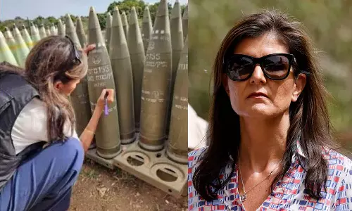 Nikki Haley writes Finish Them on Israeli artillery shell