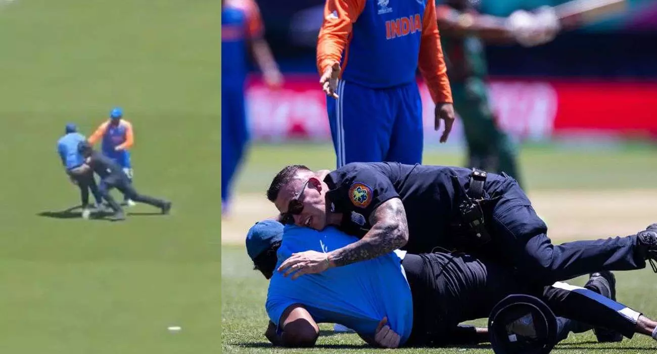 അയാളെ ഉപദ്രവിക്കരുത്; ഗ്രൗണ്ടിലിറങ്ങിയ ആരാധകനെ സംരക്ഷിച്ച് രോഹിത്- വീഡിയോ അയാളെ ഉപദ്രവിക്കരുത്; ഗ്രൗണ്ടിലിറങ്ങിയ ആരാധകനെ സംരക്ഷിച്ച് രോഹിത്- വീഡിയോ