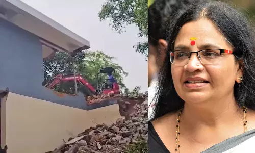 Dubbing artist Bhagyalakshmi shares the pain of seeing the dream home built with lifes handwork being demolished in front of her eyes. Dubbing artist Bhagyalakshmi shares the pain of seeing the dream home built with lifes handwork being demolished in front of her eyes.