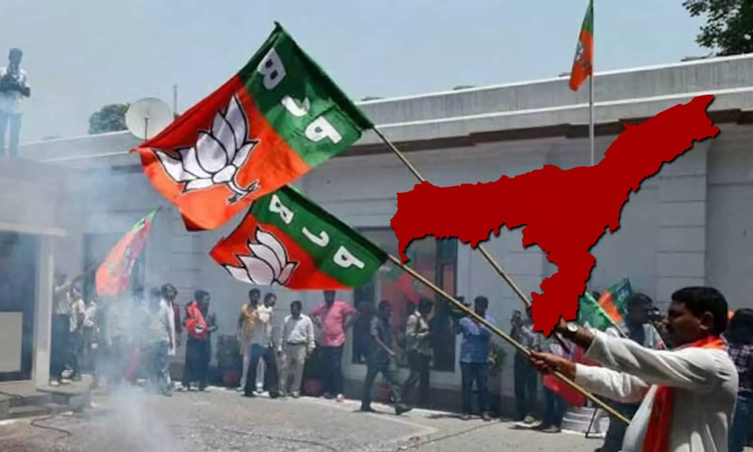 nda leading in assam and congress in three seats
