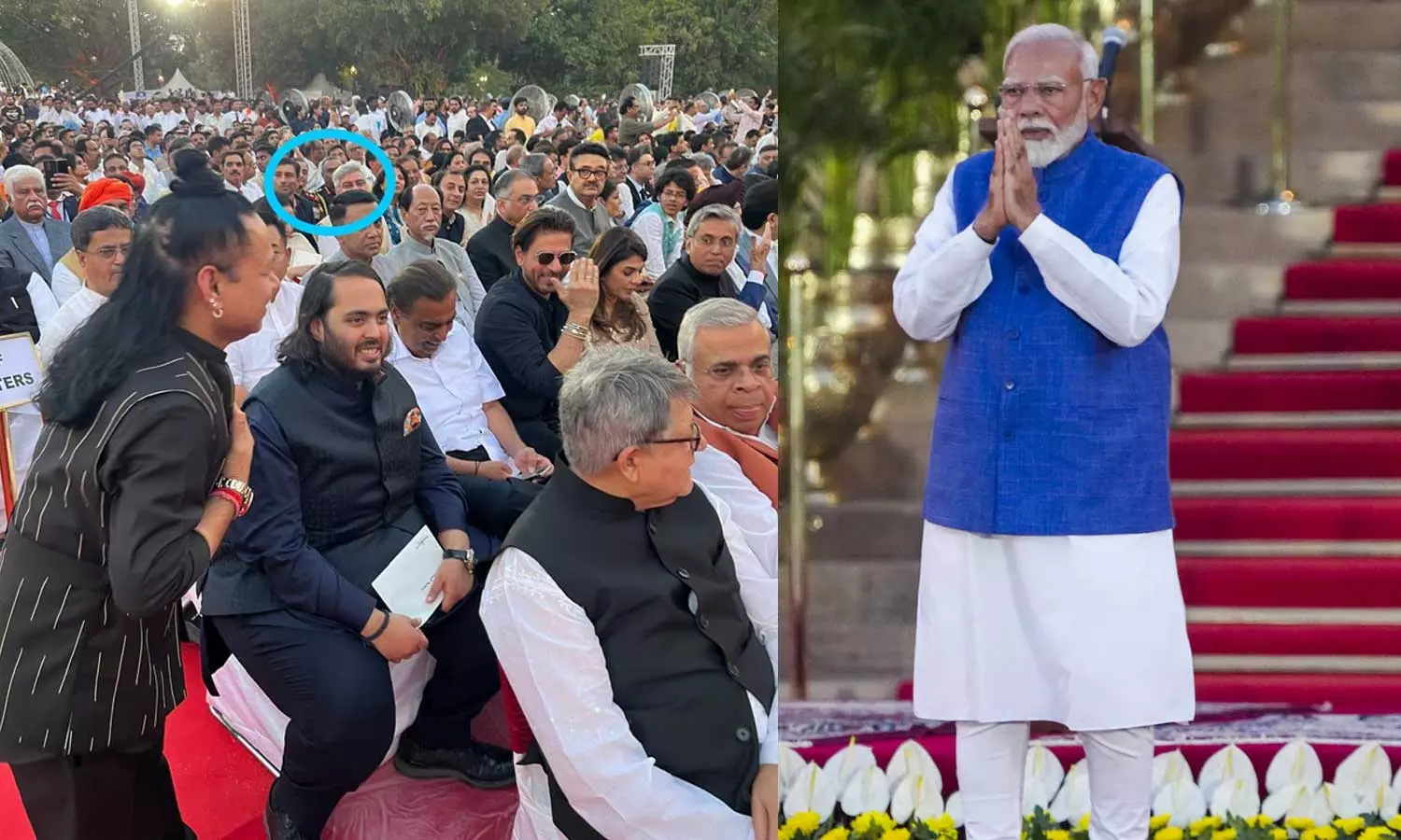 In Narendra Modis swearing-in ceremony, CDS General Anil Chauhan and the army chiefs sidelined, while Gautam Adani, Mukesh Ambani, his son Anant, actors Shah Rukh Khan and Akshay Kumar were in the second row: Controversy