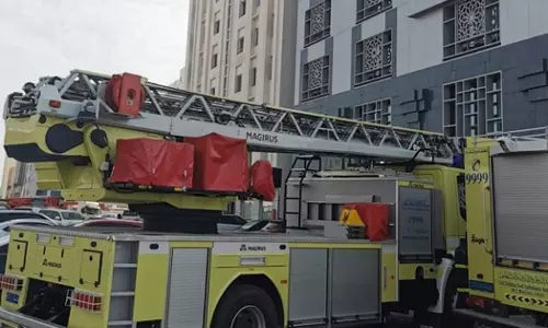 80 people were rescued after a fire broke out in a building in Ghala Industrial Area, Oman