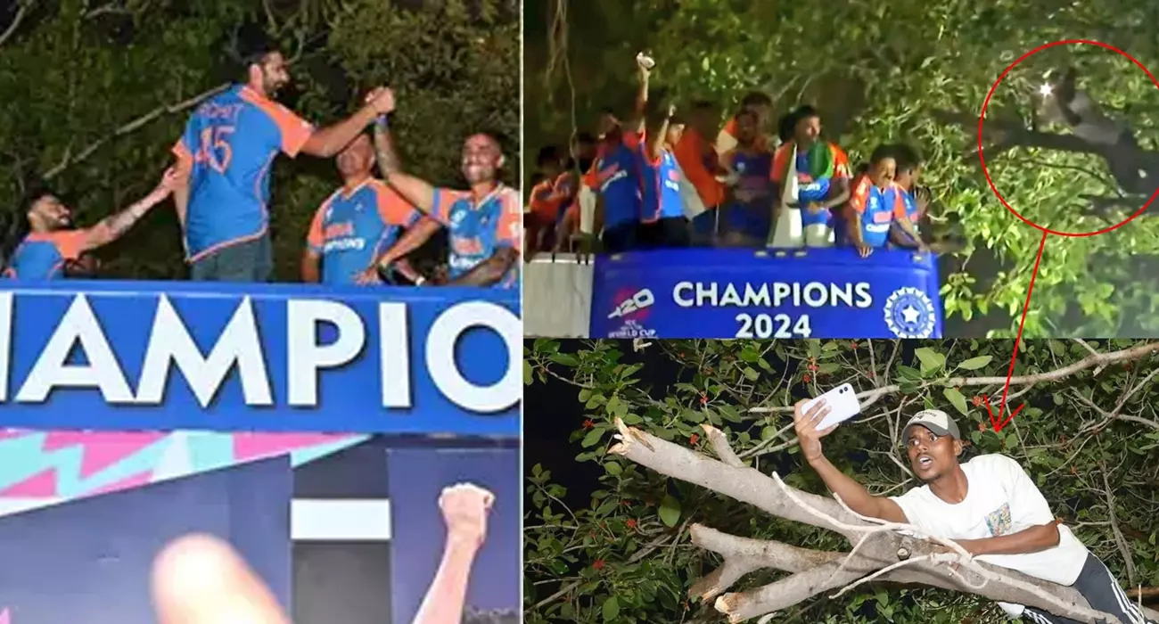 ഉയരെ ഉയരെ ആവേശം; മരത്തിൽ കയറി ആരാധകൻ, ഇറങ്ങാൻ ആവശ്യപ്പെട്ട് രോഹിത് -വീഡിയോ ഉയരെ ഉയരെ ആവേശം; മരത്തിൽ കയറി ആരാധകൻ, ഇറങ്ങാൻ ആവശ്യപ്പെട്ട് രോഹിത് -വീഡിയോ