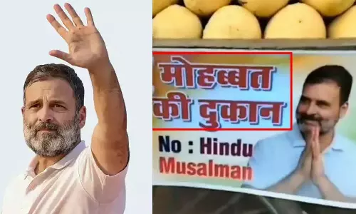 Shop of Love, No Hindu- Musalman; Shopkeepers in Uttar Pradesh put up a poster with Rahul Gandhis picture