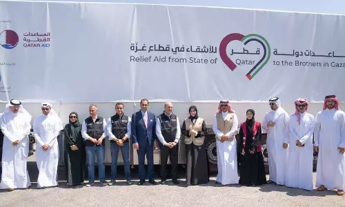 Qatar brings relief aid to Gaza through Jordan Qatar brings relief aid to Gaza through Jordan