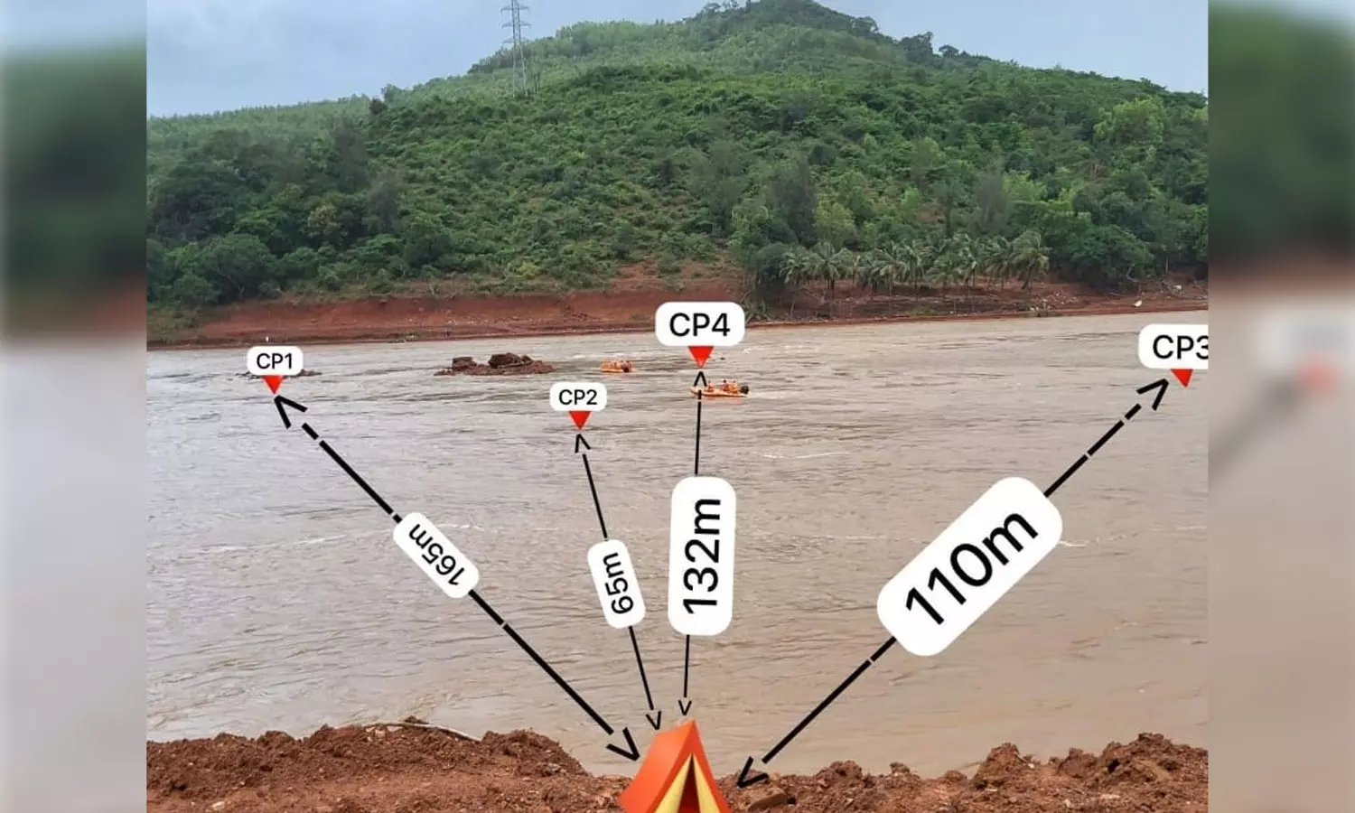 അങ്കോല മണ്ണിടിച്ചിൽ; അർജുന്റെ ലോറി കരയിൽ നിന്ന് 132 മീറ്റർ അകലെ