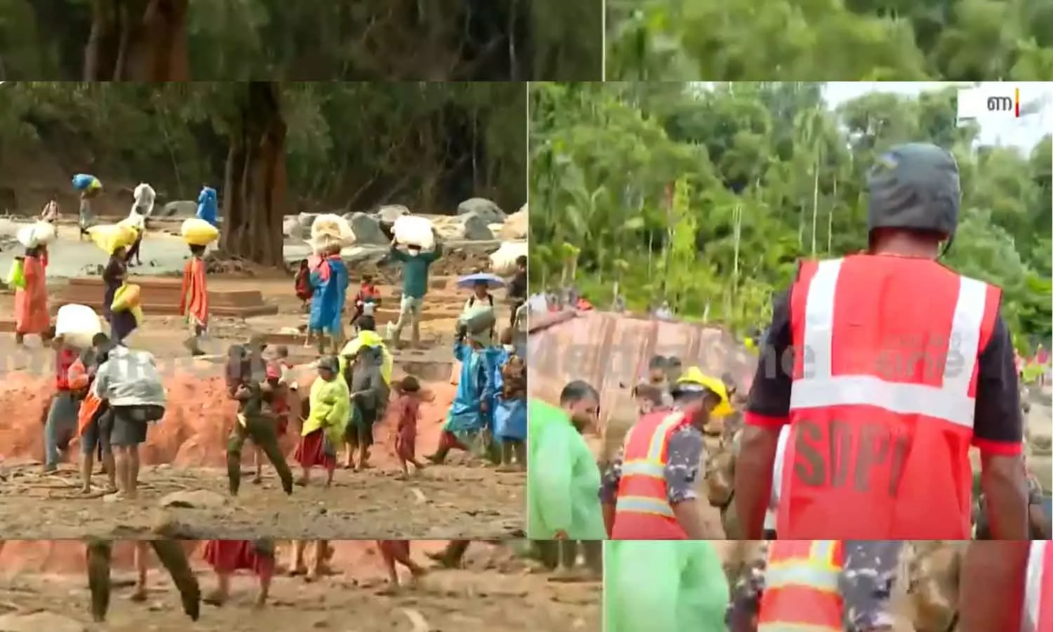 Four members of a family inside a damaged house Four members of a family inside a damaged house