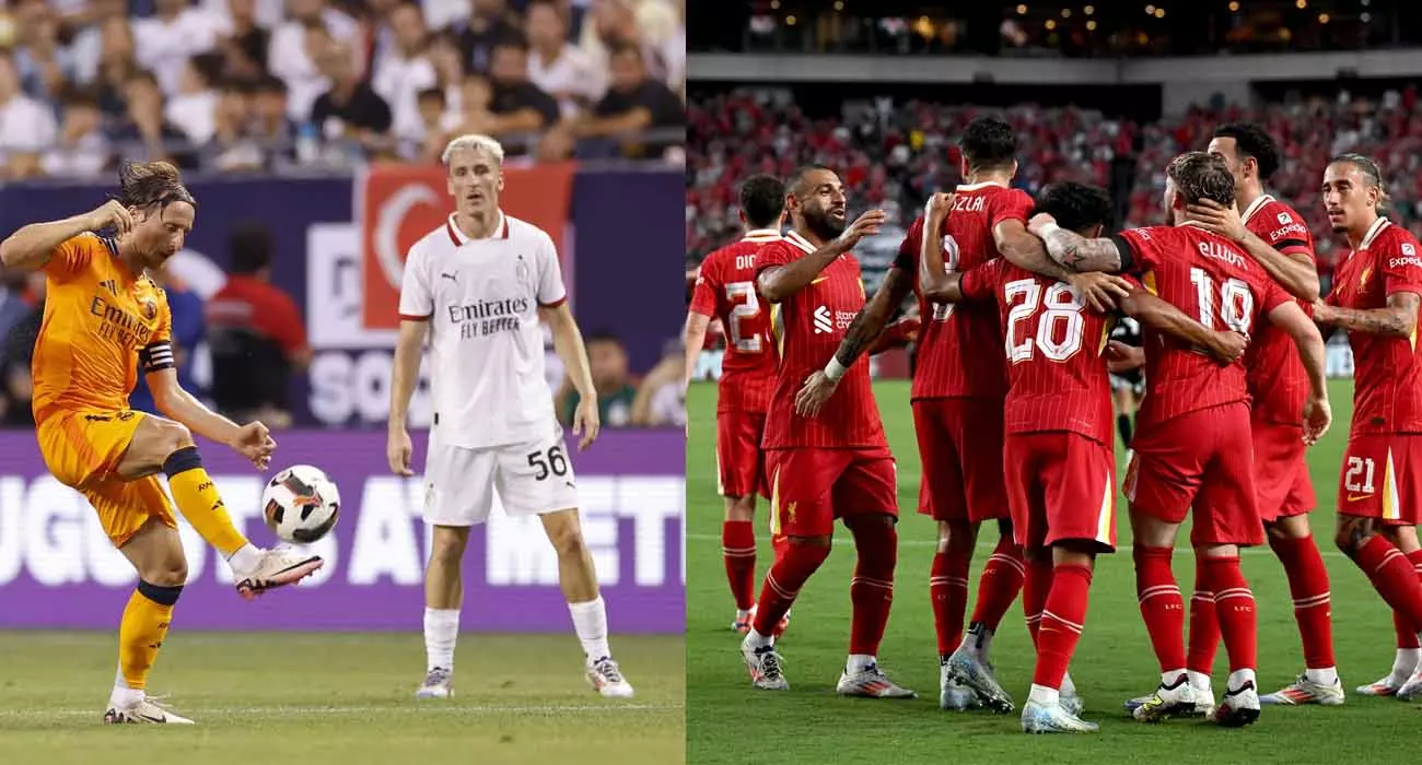 Pre-season friendly; Milan defeated Real, Liverpool defeated Arsenal