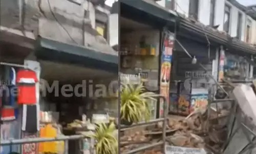 കല്പറ്റ ടൗണിൽ കെട്ടിടം തകർന്നു വീണു