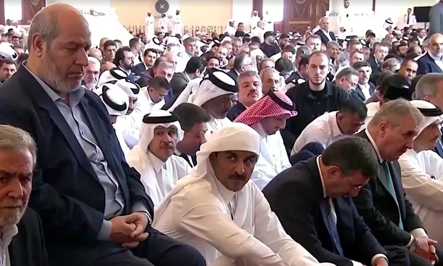 Dignitaries including Qatar Amir Sheikh Tamim bin Hamad Al Thani and his father Amir Sheikh Hamad Bin Khalifa Al Thani attended Hamas leader Ismail Haniyehs funeral prayers, Ismail Haniyeh funeral, Ismail Haniyeh assassination Dignitaries including Qatar Amir Sheikh Tamim bin Hamad Al Thani and his father Amir Sheikh Hamad Bin Khalifa Al Thani attended Hamas leader Ismail Haniyehs funeral prayers, Ismail Haniyeh funeral, Ismail Haniyeh assassination
