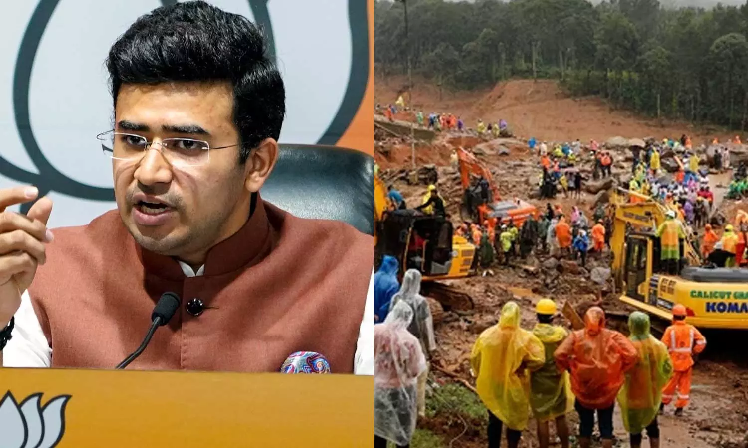 Communist-Congress Made Disaster Says BJP MP Tejasvi Surya On Wayanad Landslide