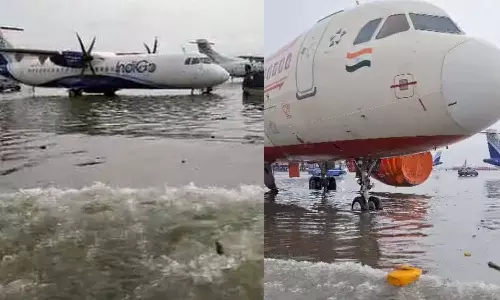 Kolkata airport goes under water, planes seen parked on flooded taxiway,