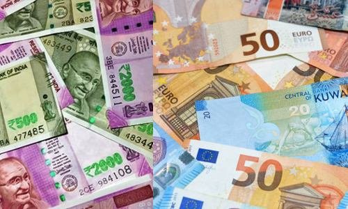 The value of the Kuwaiti dinar increased as the Indian rupee fell