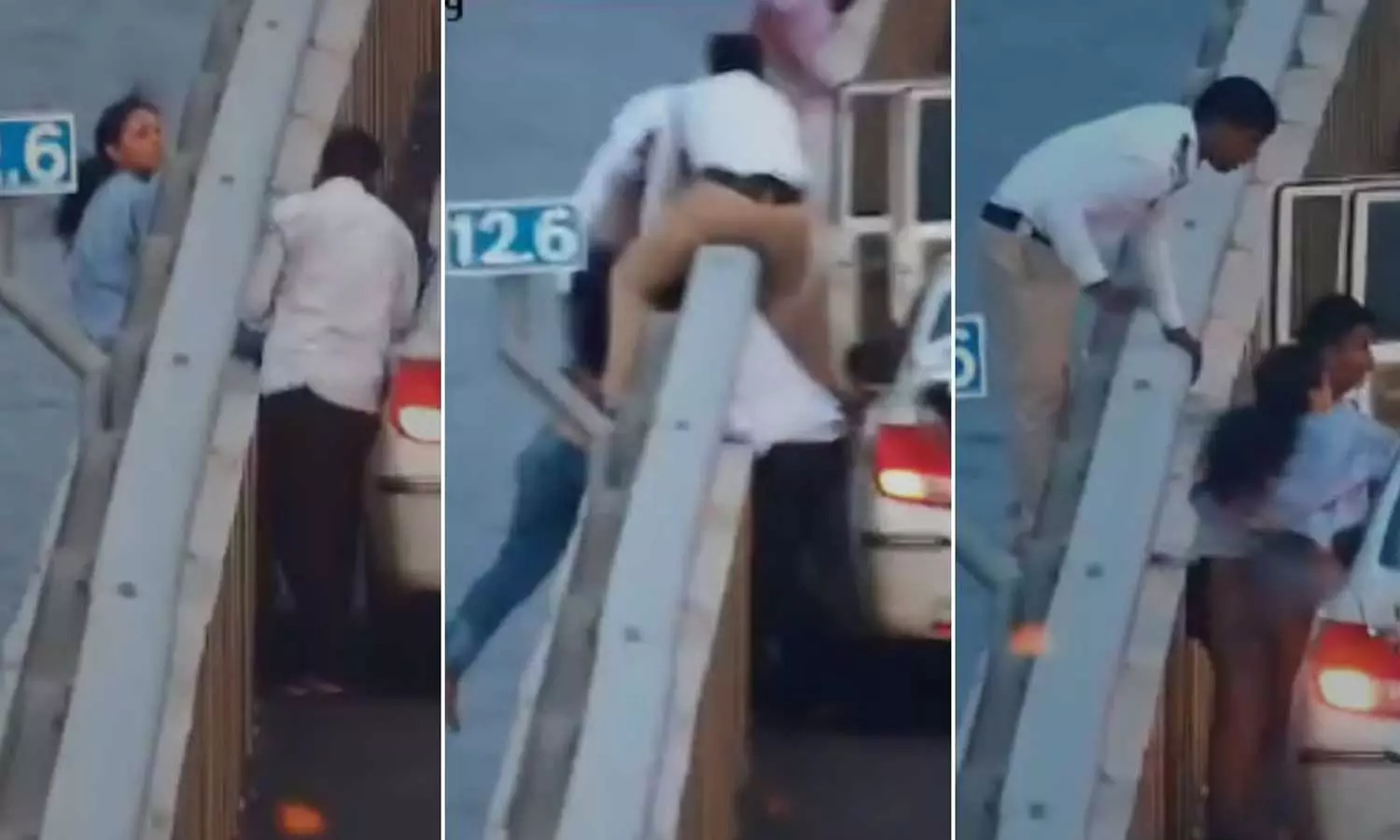 Taxi driver saves woman from jumping off Atal Setu bridge in Mumbai Taxi driver saves woman from jumping off Atal Setu bridge in Mumbai