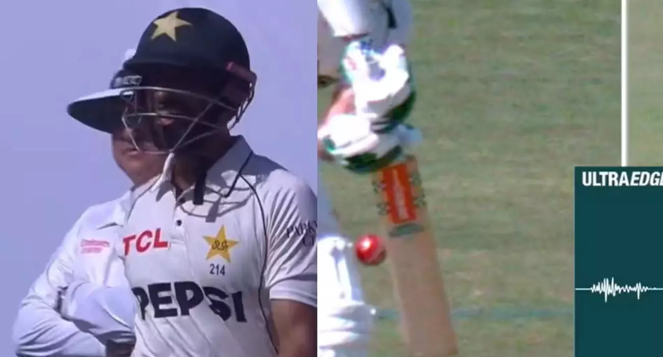 Out without the ball hitting the bat?; Pakistani star Shan Masood shouted at the umpire