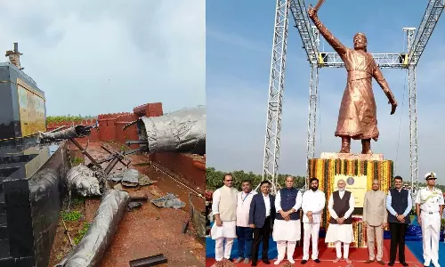 35-foot statue of Shivaji Maharaj collapses in Maharashtras Rajkot fort in Sindhudurg 35-foot statue of Shivaji Maharaj collapses in Maharashtras Rajkot fort in Sindhudurg