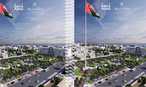 Omans tallest flagpole is under construction