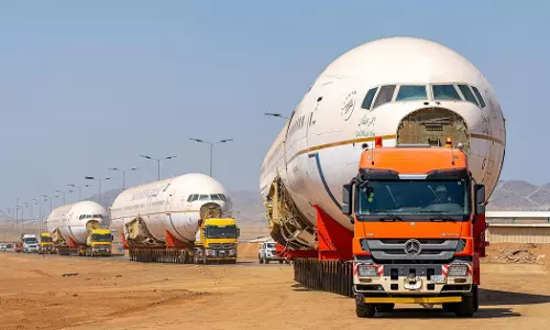 The road trip of a Saudi Airlines plane has gone viral on social media