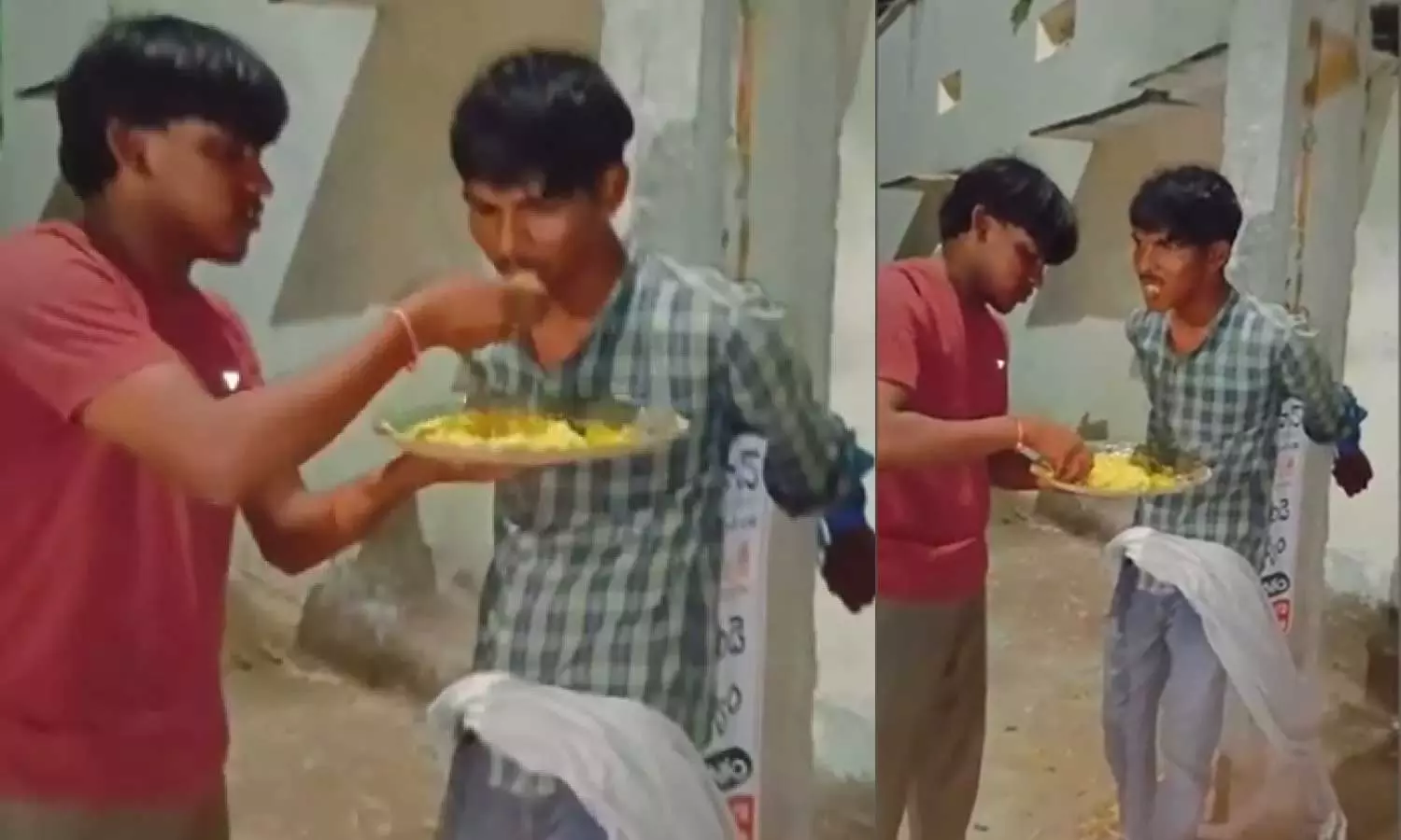 പിടികൂടി കെട്ടിയിട്ട ശേഷം പൊലീസിൽ ഏൽപ്പിക്കുംമുമ്പ് കള്ളന് ഭക്ഷണം നൽകി നാട്ടുകാർ