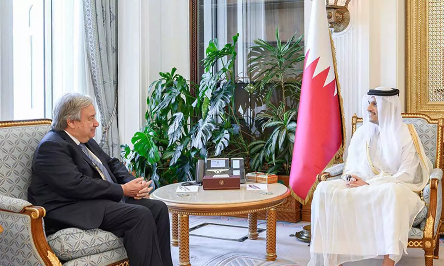 ഗസ്സ മധ്യസ്ഥത: യുഎന്‍ സെക്രട്ടറി ജനറലും ഖത്തര്‍ പ്രധാനമന്ത്രിയും ചര്‍ച്ച നടത്തി