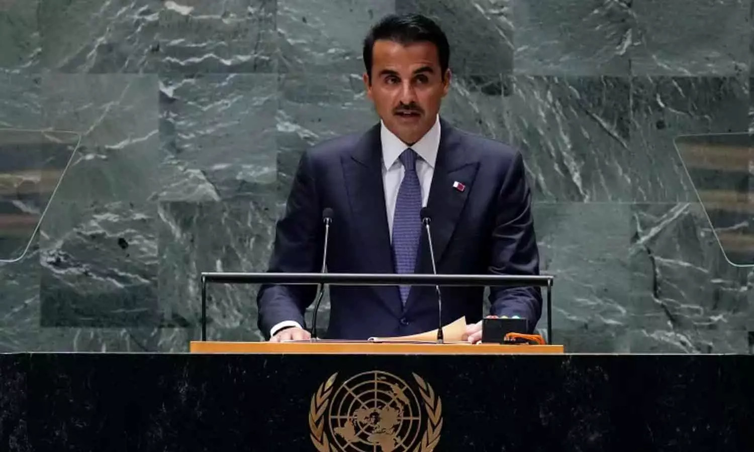 ഖത്തർ അമീർ യുഎൻ പൊതുസഭയിൽ സംസാരിക്കുന്നു ഖത്തർ അമീർ യുഎൻ പൊതുസഭയിൽ സംസാരിക്കുന്നു