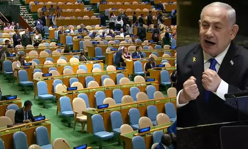 Diplomats walk out as Benjamin Netanyahu calls the UN an anti-Semitic swamp, UN General Assembly 2024, Netanyahu in UN General Assembly, Diplomats walk out as Benjamin Netanyahu calls the UN an anti-Semitic swamp, UN General Assembly 2024, Netanyahu in UN General Assembly,