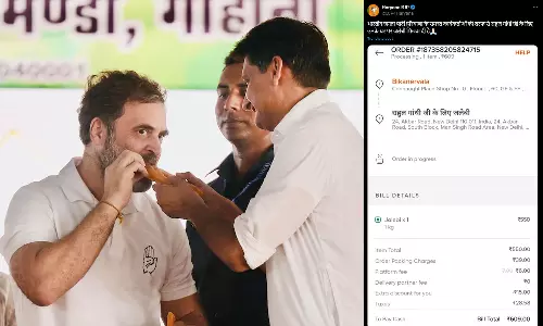 രാഹുലിന് ജിലേബി അയച്ച് ബിജെപി; ഓര്‍ഡര്‍ ക്യാഷ് ഓണ്‍ ഡെലിവറി, അയച്ചത് കോണ്‍ഗ്രസ് ആസ്ഥാനത്തേക്ക്