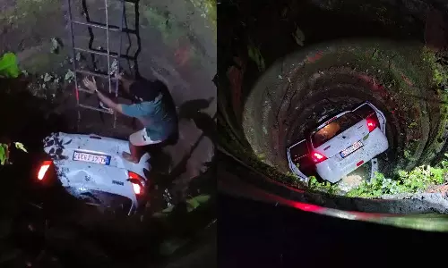 എറണാകുളത്ത് ഓടിക്കൊണ്ടിരുന്ന കാർ നിയന്ത്രണംവിട്ട് കിണറിൽ പതിച്ചു; യാത്രക്കാർ അത്ഭുതകരമായി രക്ഷപ്പെട്ടു