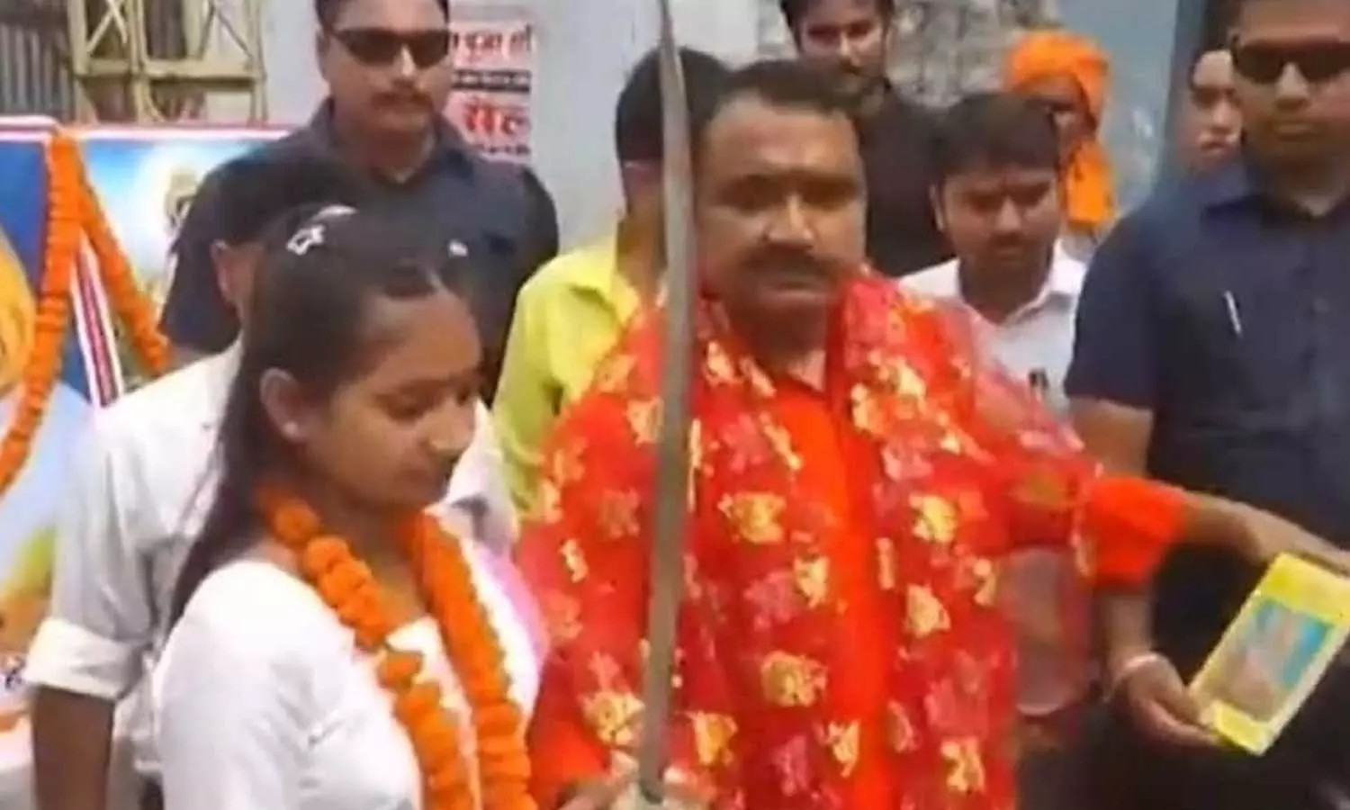 Act Against Evildoers BJP MLA Distributes Swords Among Girls In Bihar Act Against Evildoers BJP MLA Distributes Swords Among Girls In Bihar