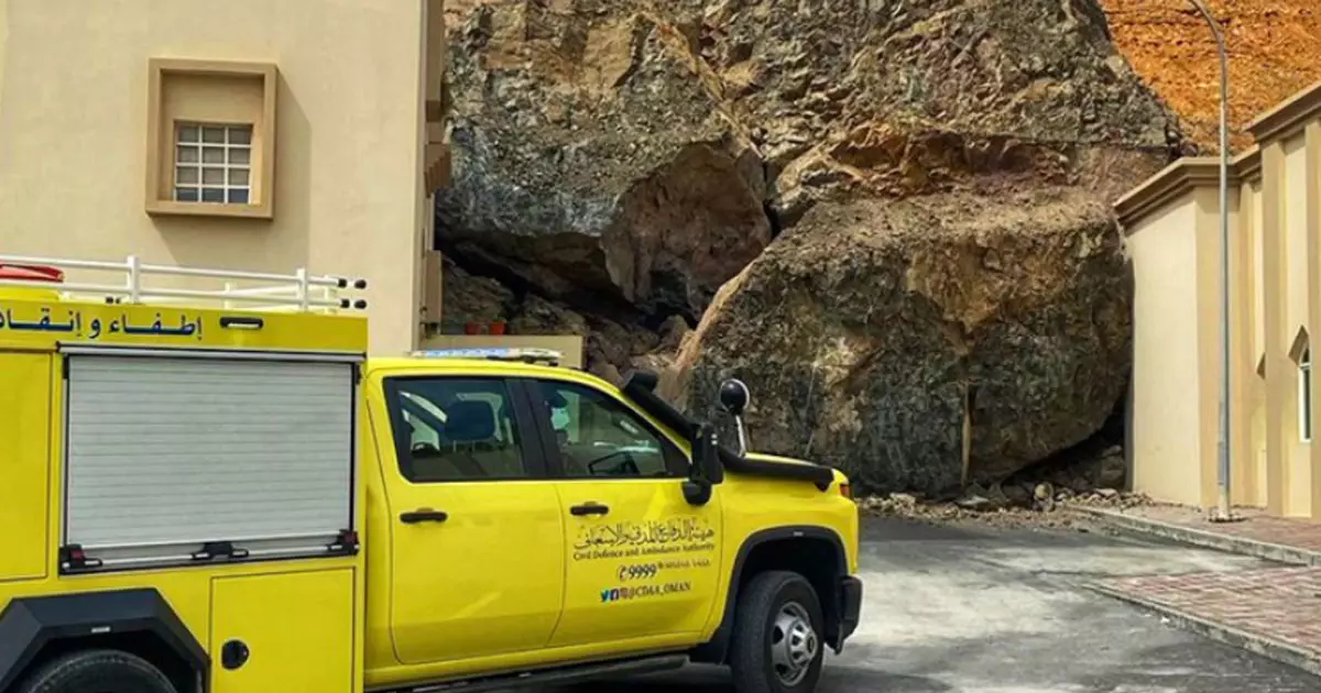 A rock fell on a residential building in Muttrah Wilayah, Oman. A rock fell on a residential building in Muttrah Wilayah, Oman.