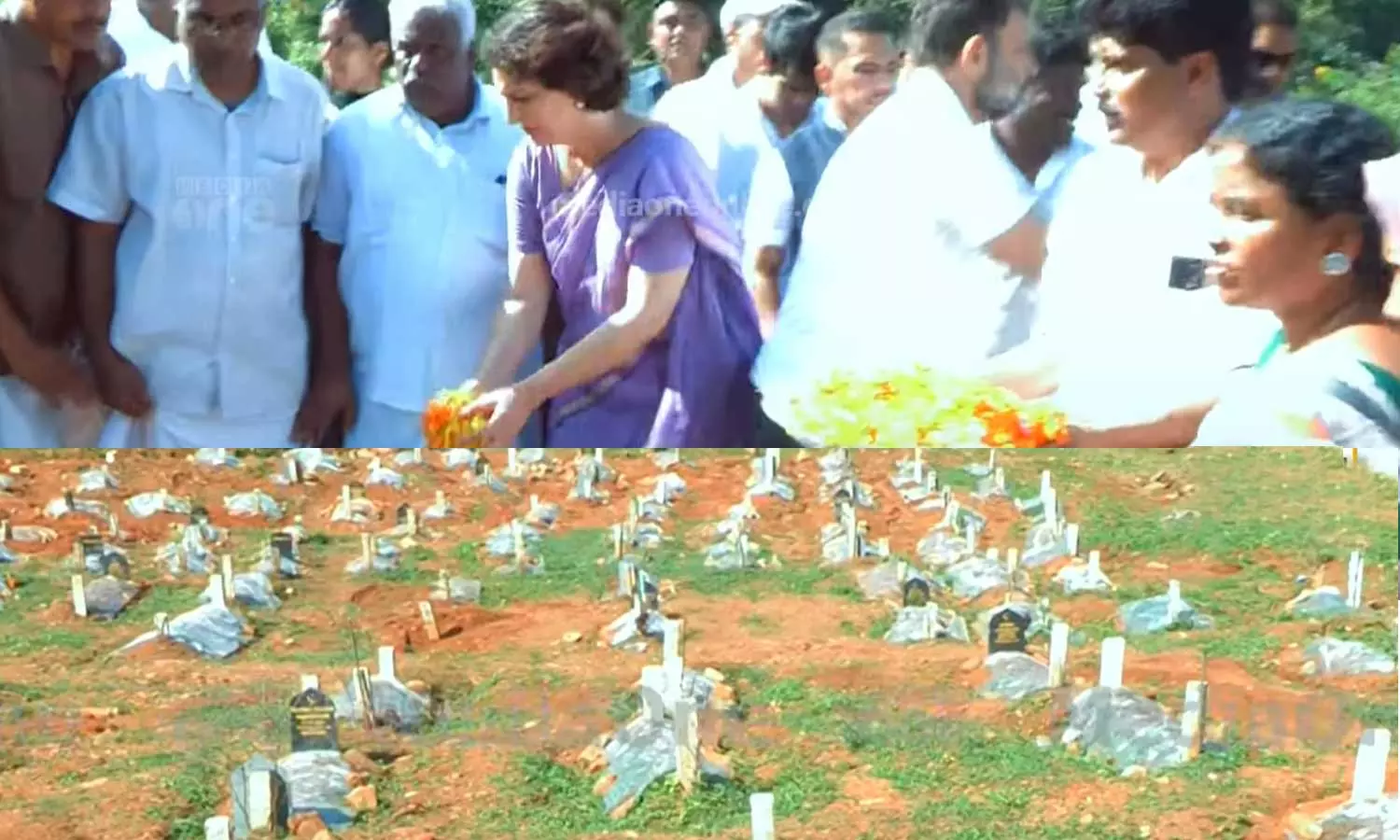 Priyanka Gandhi Visited Cremated Place of Wayanad Land slide Victims