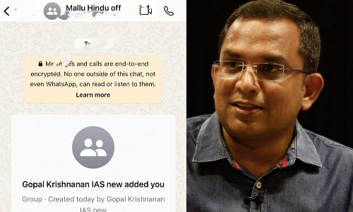 Mallu Hindu Officers; Whatsapp group on behalf of IAS officers, Admin K Gopalakrishnan