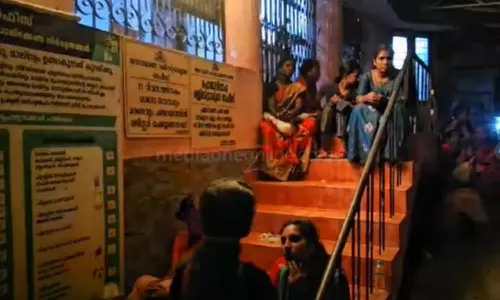 Anganvadi helper candidates protest in Amboori