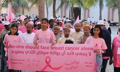 A breast cancer awareness walk was organized in Salalah