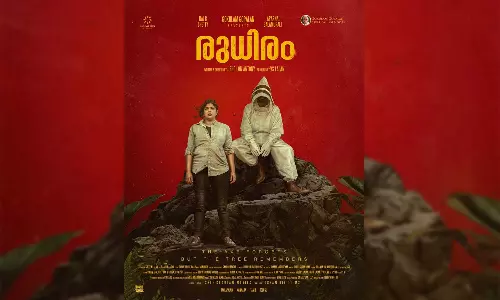 മുഖം മറച്ച് രാജ്. ബി. ഷെട്ടി, അടുത്ത് അപർണ ബാലമുരളി;  രുധിരം ഫസ്റ്റ് ലുക്ക് പോസ്റ്റർ പുറത്ത്