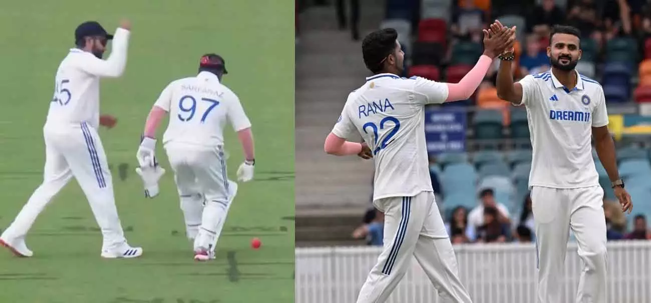 Sarfaraz Khan in the role of wicketkeeper; Rohit Sharma hands off after dropping the ball - Video
