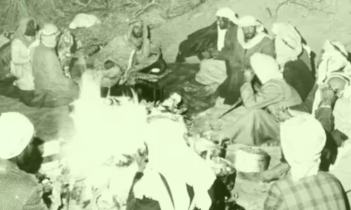 Sheikh Zayed and his group slept that night in a tent set up in the desert.