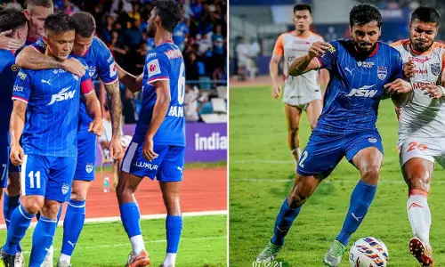 Chhetri fills the field with a hat-trick; Blasters lost again to Bengaluru, 4-2
