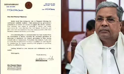 Karnataka cm letter to kerala cm on Mundakkai rehabilitation
