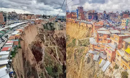 Bolivias Aymara shamans refuse to leave shacks on deadly cliff edge in highland city of El Alto, suicide homes of Bolivia